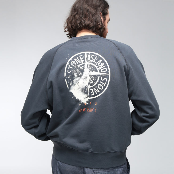 ストーンアイランド メンズ トレーナー STONE ISLAND 裏毛 ロゴ コンパスバックプリント クルーネック スウェットシャツ SI6100008S0466 ブランド トップス スウェット コットン クルー 秋 冬｜メンズショップ サカゼン