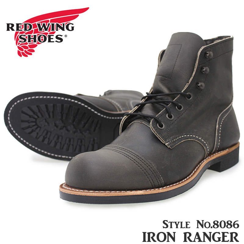 RED WING レッドウィング Iron Ranger アイアンレンジャー 6インチブーツ メンズブーツ men's ショートブーツ ショート丈  アイアンレンジ ラフ タフレザー ヌバック ラウンドトゥ 革製品 Dワイズ CHARCOAL チャコール 8086 出群