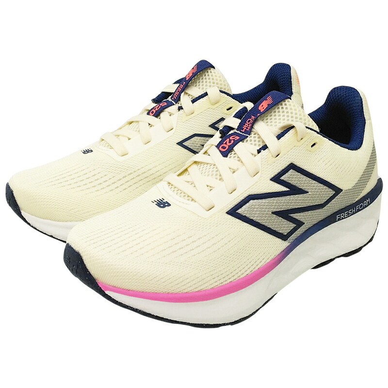 NEW BALANCE ニューバランス FRESH FOAM 520 V9 レディース ジュニア ローカットスニーカー ベージュ/ポップピンク(1N8) ランニングシューズ ジョギング ウォーキング 運動靴 カジュアルシューズ 紐靴 フィットネス 軽量 運動 Dワイズ W520
