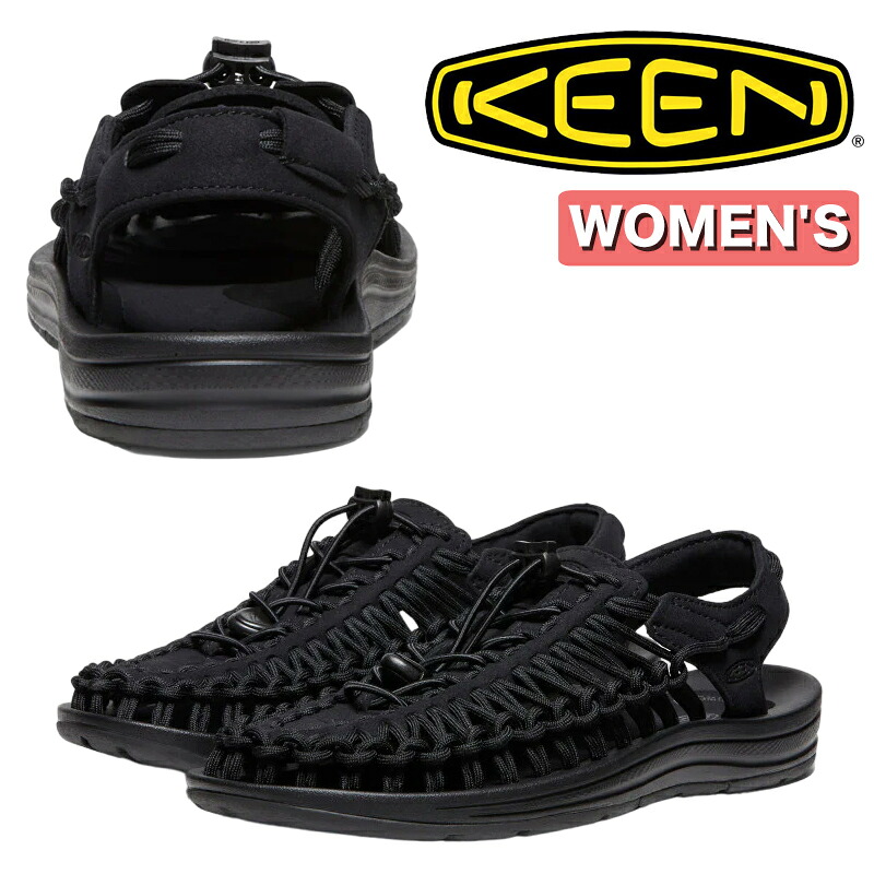 KEEN キーン UNEEK ユニーク 1014099 レディース リラックスシューズ Black/Black サンダル スライドスニーカー ラウンドコード カジュアルシューズ 軽量 フットベッド 快適 通気性 次世代スニーカー