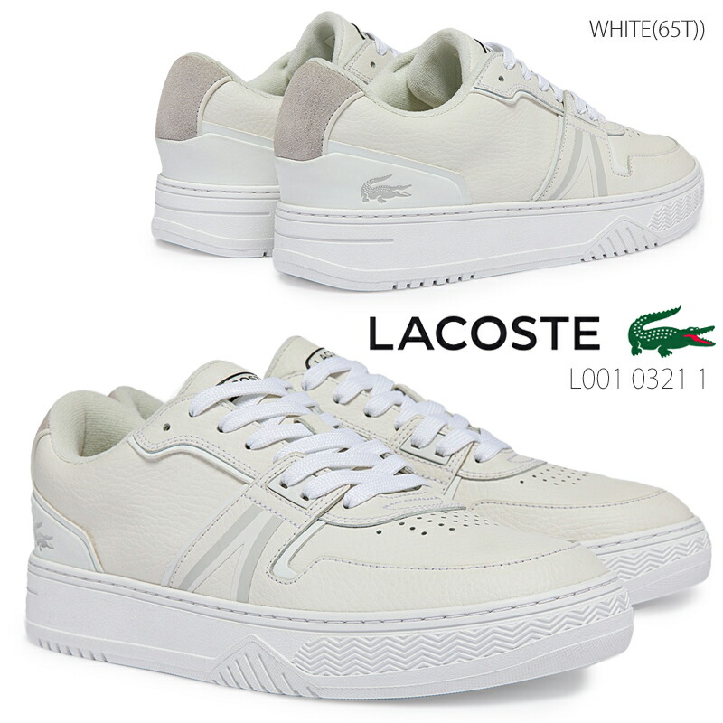 LACOSTE スニーカー 42SMA0092 ホワイト/オフホワイト サイズ6 Lacoste Men's L001 Leather Sneakers White/Off White