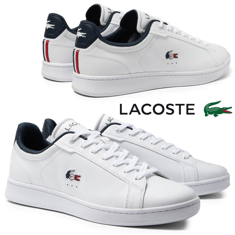 Lacoste スポーツシューズ ホワイト/ネイビー/レッド ラコステ レザースニーカー メンズ EUROPA PRO TRI 123 1
