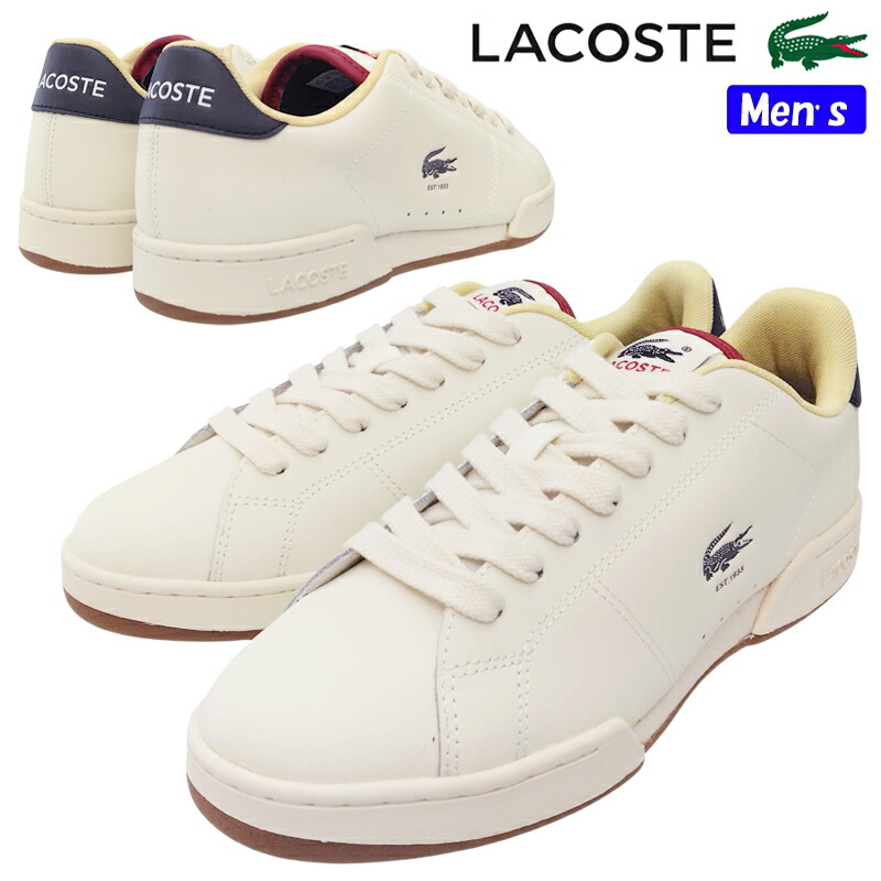 LACOSTE ラコステ CARNABY CUP 225 3 SMA メンズ ローカットスニーカー 50SMA0052 象牙色/チュインガム(40F) 心地よい なめし革 紐靴 スピード競技繰り上げる 普段履き 分かりやすい
