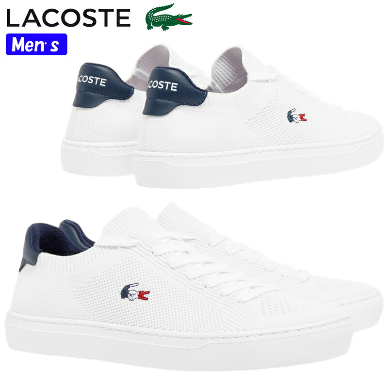 LACOSTE ラコステ LA PIQUEE 2.0 125 2 CMA メンズ ローカットスニーカー 49CMA0037 ホワイト/ネイビー/レッド(407) スポーツカジュアル ニットアッパー ポロシャツディテール 紐靴 軽量 トリオカラー 快適 ラピケシリーズ