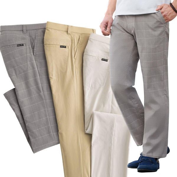 待望 メンズ夏用パンツ 接触冷感 吸汗速乾 送料無料 夏に快適着こなし楽らくパンツ同サイズ3色組 両脇ポケット 前ファスナー 紳士 チェック柄 カジュアルパンツ ロングパンツ Bulldogtrailersmfg Com