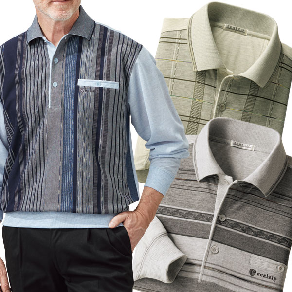 杢ジャカードデザイン長袖ポロシャツ 3色組 3枚：3色×各1枚 楽天市場】杢ジャカードデザイン長袖ポロシャツ 同サイズ3色組 胸