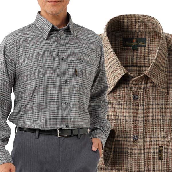 楽天市場】ハンティントンクラブ チェック柄ウール混シャツ2色組 同