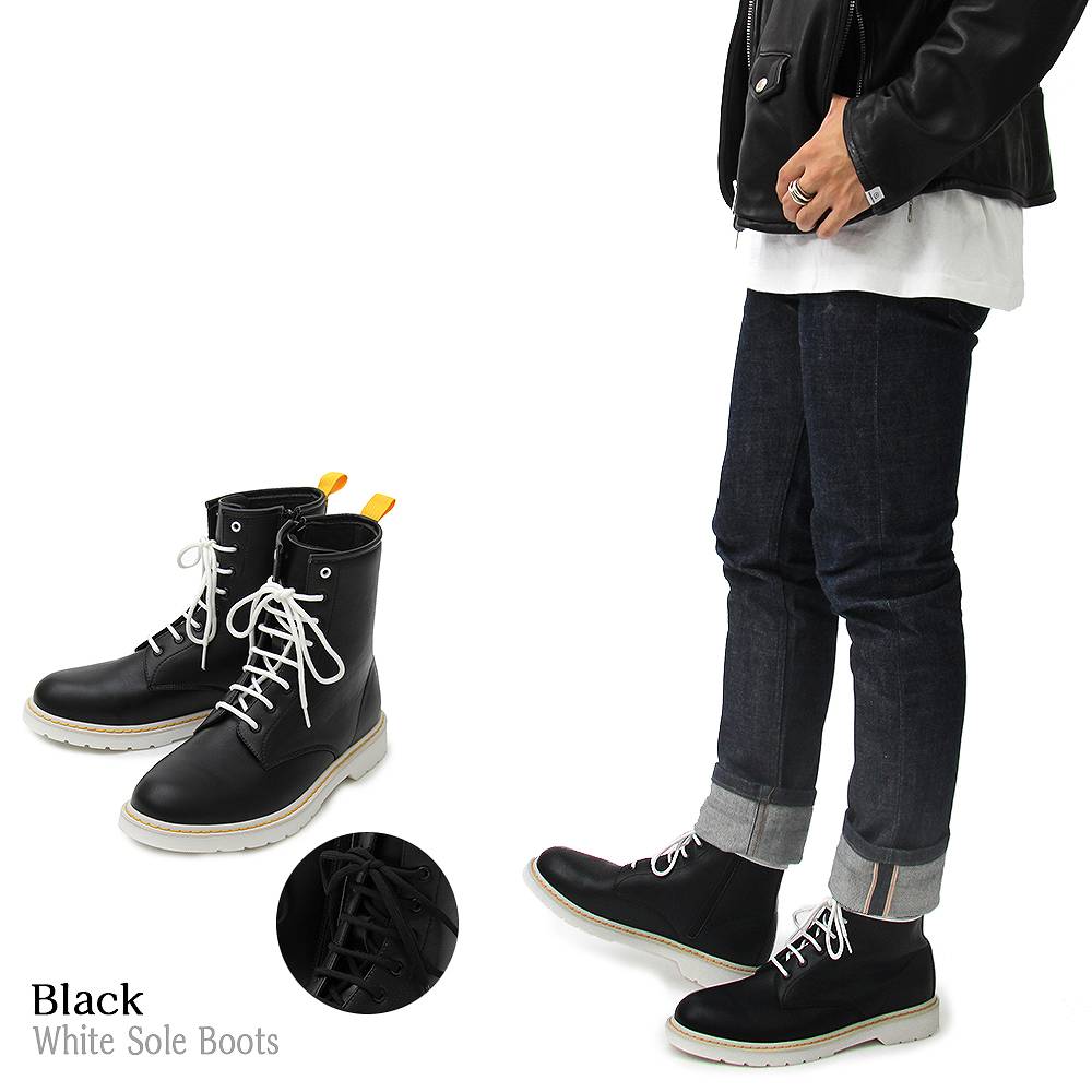 black boots white sole mens