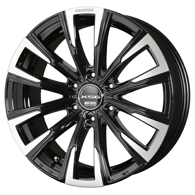 1本 XS6 専用ハブセントリック 20インチ 8J+30 マッドクロス 車検 ブラックポリッシュ JWL-T 6H-139.7 ブレイカー ハイエース