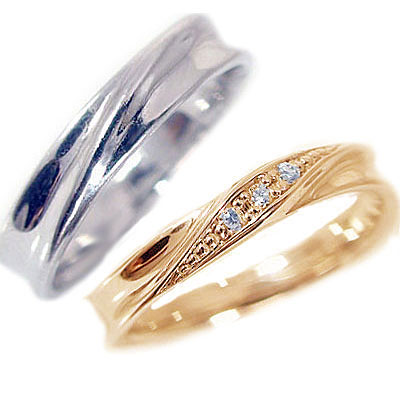 【楽天市場】ペアリング 結婚指輪 マリッジリング ピンクゴールドk18 ホワイトゴールドk18 ダイヤモンド ペア 2本セット K18 指輪