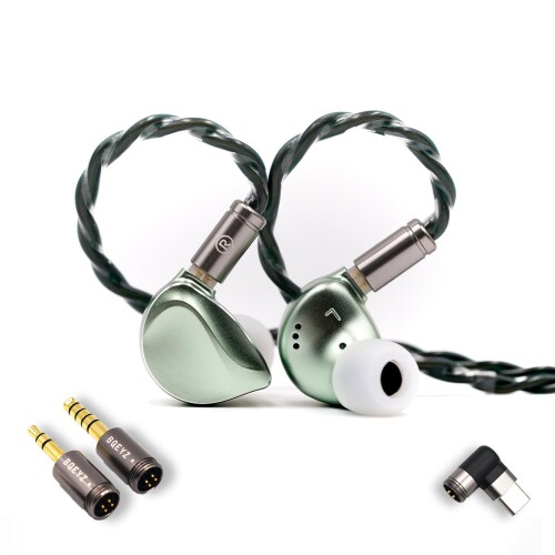 BQEYZ Winter2 インイヤーモニター 有線イヤ電話機 DD+BC HiFi ゲーミングイヤホン 着脱式有線テレビ 有線天々電話機 オーディオ愛読者向け (緑であること, 3.5粍+4.4粍+Type-C)