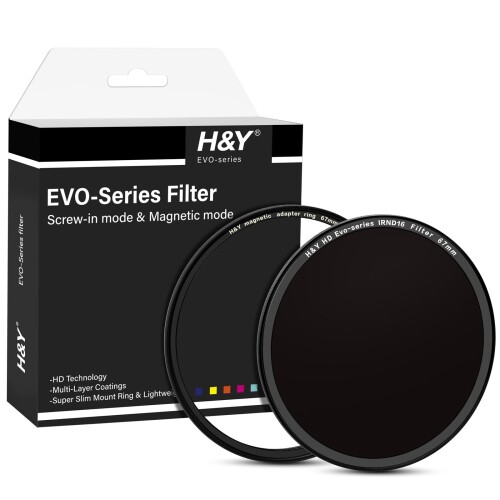 H&Y NDフィルター 67mm EVO IRND16 フィルターキット エボ マグネット式 ねじ込み式両対応 ND16 4段分減光 薄枠 帯電防止 防汚 撥水 防傷 EN16-67