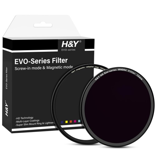 H&Y NDフィルター 72mm EVO IRND64 フィルターキット エボ マグネット式 ねじ込み式両対応 ND64 6段分減光 薄枠 帯電防止 防汚 撥水 防傷 EN64-72