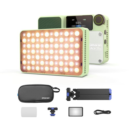 aputure amaran Ace 25X Kit 25W小型映画化ともし火 両色温 グリッド＆納める御徒面子 磁気ねばり着く・クイック印行役立つこと付き添い人 1/4螺旋釘穴積み上げる ライブ持参・Vlog・助けること照明装置に至適(緑であること)