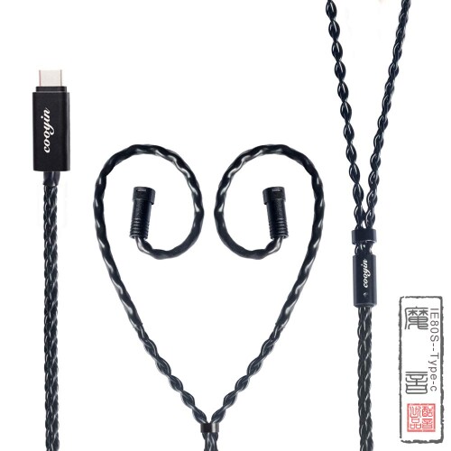 cooyin MYIE80 リケーブル IE80 IE80S IE8 ケーブル 2Pin IEシリーズ イヤホンケーブル 8芯 銀メッキ単結晶銅 Sennheiser用 金メッキ Type-C