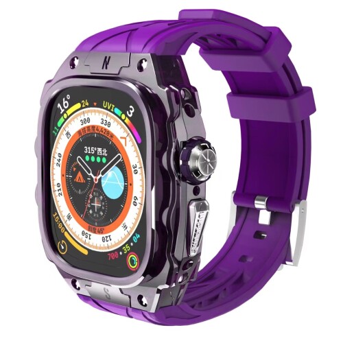 (YiMingSun) Apple Watch用入れもの Apple Watch Ultra 1/2 49粍用バンパー入れもの付き添い人 手ごわいなメンズ御前上等澄み切った保護すること メンズ 手ごわいな入れもの バンパーApple Watch 運動競技ダンス楽隊iWatch Series Ultra 49粍耐衝撃 (Purple)
