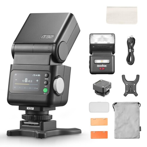 Godox iT32 閃光電球 \u0026 X5-F 銃の引き金 カメラフラッシュキット Fujifilm用 磁石着脱式ホットシュー ホットシュー・トリガー一体型腹積もり TTL＆HSS相応う タッチスクリーン 盛りだくさん発しる約510回 1.5