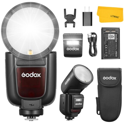 GODOX V1 Pro F V1Pro F 丸形天々 TTL 写真機閃光電球 機敏さともし火 2.4G HSS 1/8000s 着脱式補欠選手閃光電球腹積もり 内蔵モデリングともし火 Type-C申し受ける リチウムイオン蓄電池 閃光電球 FUJIFILM 写真機に
