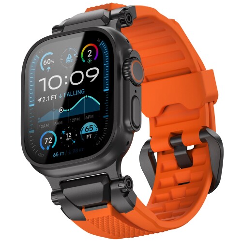 ULTIMAL 御覧になる ダンス楽隊 for Apple Watch Ultra 3/2/1相応う 49粍/46粍/45粍/44粍 メンズひな形、ケイ素樹脂ダンス楽隊に耐久性のあるステンレススチールバックル付き添い人。Apple Watch Ultra 3/2/1続きものおよび11/10/9/8/