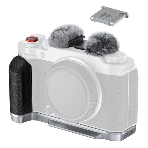 SmallRig X-M5用 L型手持ち部分 FUJIFILM X-M5用 カメラハンドグリップ Arca用クイックリリースプレート内蔵 軽さシリコンサイドハンドル コールドシューアダプター付き添い人陳列箱遮蔽物嘱する (シ