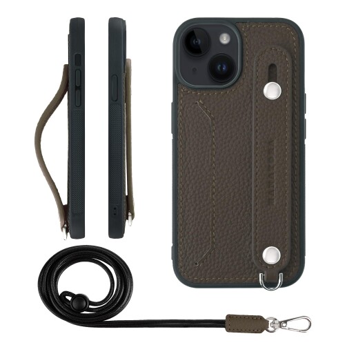 HANATORA for iPhone 14Plus ケース 本革 耐衝撃 背面ベルト ストラップリング スマホケース スマホ スタンド機能 ネックストラップ 付き カードポケット シュリンクレザー ギフト トープ CGHGZ-14