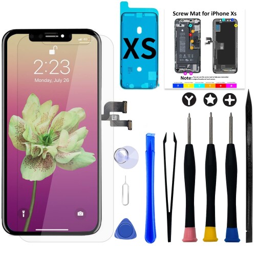 Brinonac iPhone Xs LCD 液晶パネル 画面交換キット - 5.8インチ、3Dタッチ対応 - 修理工具と保護フィルム付き