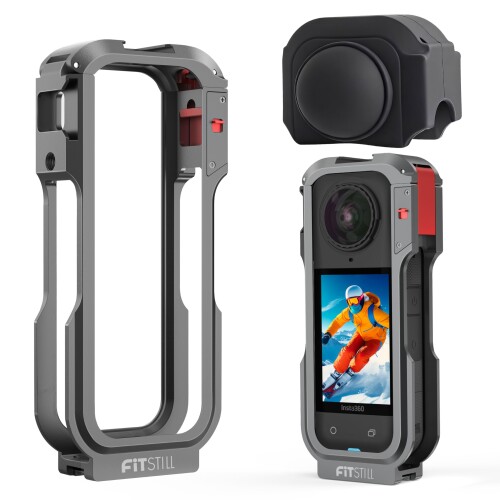 FitStill Insta360 X5用防御すること入れもの、多役立つこと軽銀防御すること臥せ篭+シリコンレンズカバー、傷押しとどめる・防塵、複数形の押しひろげる界面X5付属品仕かける