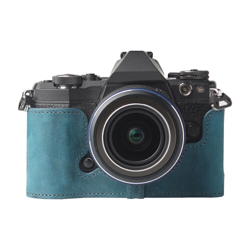 OLYMPUS OM-D E-M5 Mark II 専用 手作り 牛皮 御徒面子取りまかなう 上半身容れもの (Crazy Horse Blue)