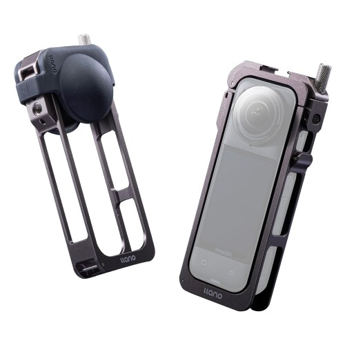 LLANO Insta360 X5用 写真器臥せ篭 軽銀アロイ製 多役立つこと押しひろげるひな型 防御すること入れもの 軽さ65g 縦横映画化相応う 1/4螺旋釘穴・冷ややかさシュー・GoPro磁気マウント相応う
