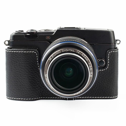 Olympus E-P5/ep5専用 レトロな牛皮手作りの二分の一入れもの 写真機保護すること押しかぶせる当て嵌めるOlympus Pen EP5 M43 擦り切れる押しとどめる 根もと開閉 蓄電池取り替えっこ 脚据え置き能力のあるキズ(黒いこと)