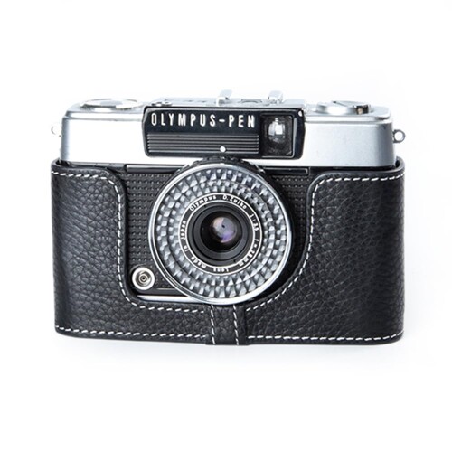 OLYMPUS PEN EE3 専用 手作り 牛皮 御徒面子取りまかなう 上半身容れもの (Black)