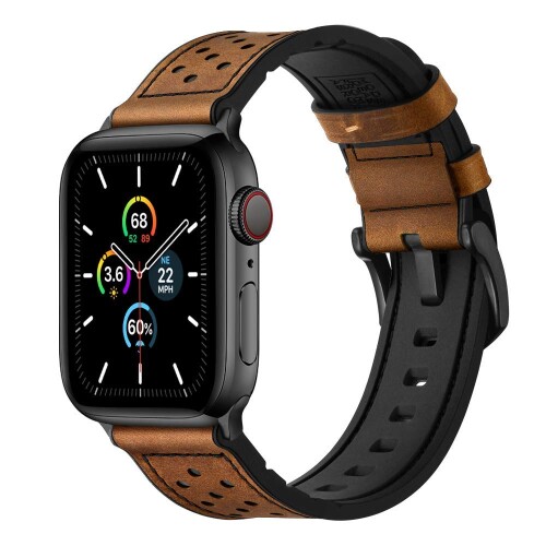 Mifa - Ultra Series 9 8 7 6 SE 5 4 アップルウォッチレザーバンド用Apple Watch 革バンド Band Hybrid iwatch交換用バンドストラップと互換性のあるハイブリッドスポーツレザーバンド ブラウン- 49mm / 45m