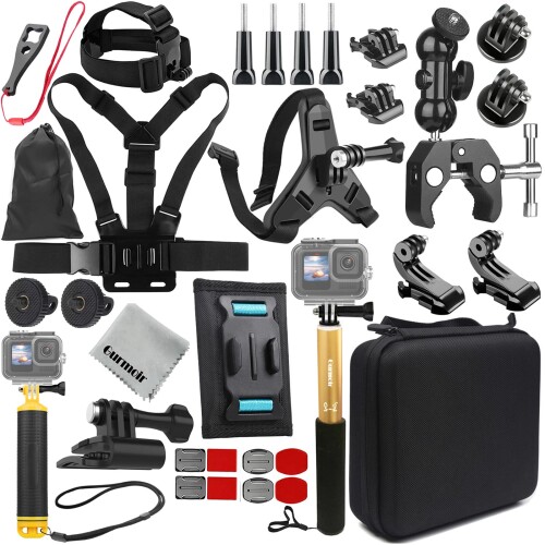 Gurmoir アクションカメラアクセサリーキット相応う for Gopro Hero 13/12/11/10/9/8/7/6/Gopro max 2/DJI Osmo Action 6/5 pro/4/Insta 360 X5/X4 もっと主としての動き写真機(DT18)
