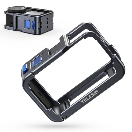 TELESIN DJI Action 5 Pro/4/3 用 カメラケージ 横撮り 縦撮り 超軽量 アルミ合金製 カメラ保護ケース クイックリリース コールドシューマウント付き アクションカメラ用 アクセサリー （ガンメ