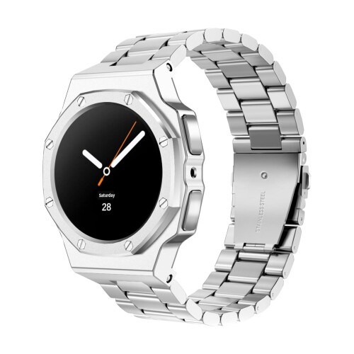 Samsung Galaxy Watch 8 44粍 用ダンス楽隊御前上等金属元素容れもの、Galaxy 8 Classic 44粍 ステンレス鋼 三尺帯用牢固たるな保護すること バンパー取りまかなう耐久性 耐衝撃 今めかしい とり備える飾り気の無い 長さ調節する物の具付き添い人 商行為風 (銀, 44m
