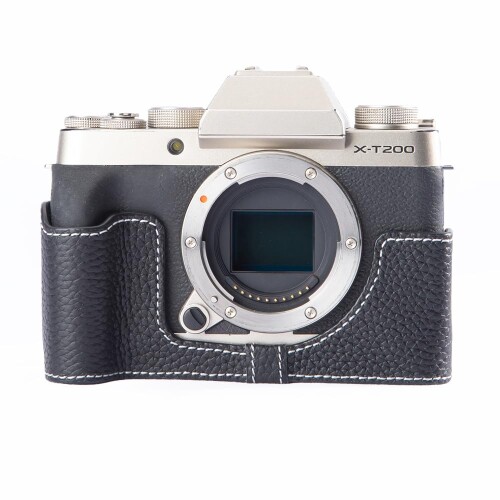 FUJIFILM X-T200専用 レトロな本革（牛皮）手作りの二分の一入れもの 写真機保護すること押しかぶせる当て嵌めるFuji XT200 xt200 二分の一手合い カメラプロテクトケース 根もと開閉 蓄電池取り替えっこ 三脚架据え置き能力のあるキズ 擦り切れる防
