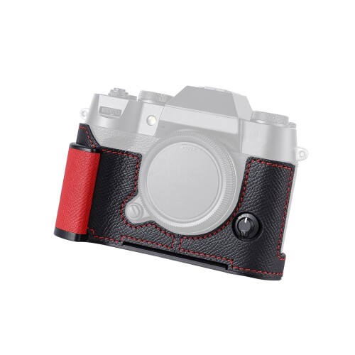SIUTATDSH カメラハーフケース、富士フイルム Fuji X-T50 XT50、ビンテージメタル本革インスタントカメラ保護ケース スタイリッシュ ポータブル 耐衝撃 (ブラックC)
