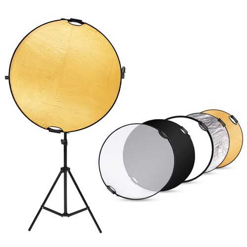 Selens 撮影用 5-IN-1丸レフ板80cm+リフレクターホルダー+2Mライトスタンド 撮影スタジオキット レフ板 スタンド 伸縮可能ブームアーム 360°回転可能 ホルダー長さ66~180cm スタンド高さ70~200cm