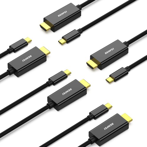 BENFEI USB Type C - HDMI ケーブルタイプC to HDMI 変換アダプタ Thunderbolt 3/4 互換 iPhone 15 Pro/Max, MacBook Pro/Air 2023, iPad Pro, iMac, S23, XPS 17, 5個 1.8m 4K@30Hz