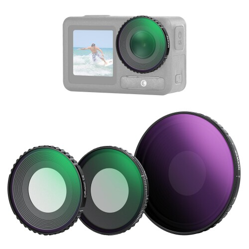 NEEWER NDフィルターキット コンパチブル Osmo Action 5 Pro/4 可変ND8-32(3-5ストップ)+CPL+ブラック拡散1/4ネジ式フィルター 減光 偏光 マルチコート HD光学ガラス アクションカメラアクセサリー FL-