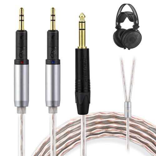 okcsc JBX ヘッドホンケーブル R70X リケーブル イヤホン・ヘッドホン用 Audio-Technica用 ATH-R70X/R70xaに適合 OFC 4芯 ロック機構付き 長さ1.5m 6.35mm
