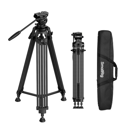 SmallRig FSD14 FreeSpeed ヘビーデューティーカーボンファイバービデオ三脚 186珊写真機三脚 Manfrotto用一皿相応うフルードヘッド ワンノブクイック伸縮 75粍どんぶり鉢 掛け目3.4kg 最大限度耐荷重10kg DSLR