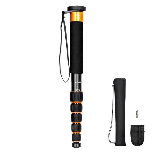koolehaoda 6段アルミニウム合金一脚、ポータブル一脚、折り畳み長さはわずか38cm、最大耐荷重10 kg-（K-266 オレンジ）