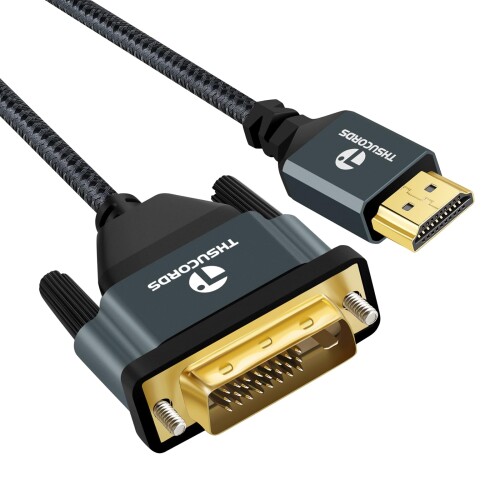 Thsucords 4K HDMI - DVI ケーブル 8M 金メッキ 編組 DVI - HDMIケーブル 双方向 プロジェクター ノートパソコン テレビ PC DVDプレーヤーに対応