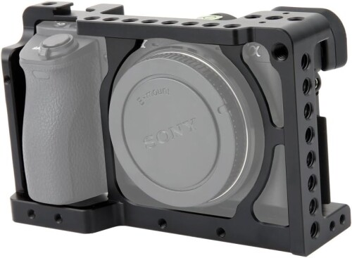 NICEYRIG カメラケージ Sony A6400 A6000 A6100 A6300 ILCE-6000 ILCE-6300 Nex-7専用カメラ ケージ DSLR装備 拡張 コールドシュー付き 軽量 装着簡単 取付便利 耐久性 長時間撮影 放熱機能 ―083