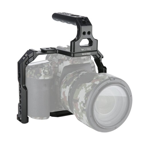 NICEYRIG カメラケージ canon eos 80D/90D/70Dに対応 カメラハンドル Arri規格ネジ穴 コールドシュー付き アルミニウム合金製 保護ケース トップハンドル付き-504|まばし商店
