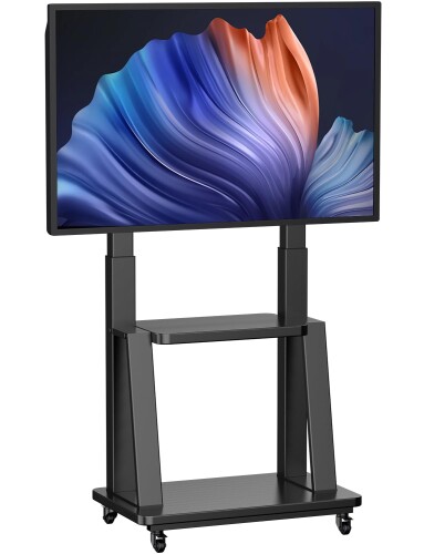 WNJQBY テレビスタンドキャスター付き32-75インチ液晶LED LCD 対応 壁寄せ 中大型テレビ台 移動式 VESA最大600x400mm,耐荷重50KG 高さ調整可能 棚付き自立型 可動式 tvスタンド40 42 43 50 55 58 60 65 70|まばし商店