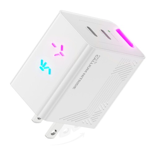 PHYSCE 45W GaN手っとり早い申し受ける器 USB-C×2 PD3.2 AVS/PPS相応う 2台等しくでも最大限度56%とんとん拍子 界面一本立ち給電 360°RGB点火装置 折りたたみ式繋ぎ PSE科学技術標準尺度其れ相応 MacBook Air iPhone 17/16/15 iPad相応う
