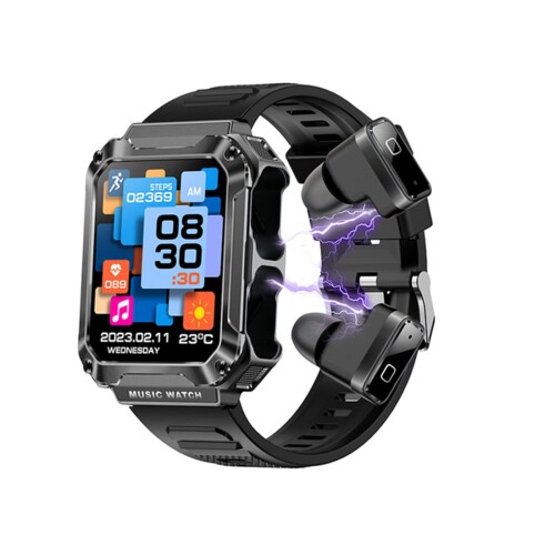 スマートウォッチ 3 インチ 1 MP3 TWS受話器、ワイヤレスステレオヘッドホン、Bluetooth電話を掛ける、4GB ランダムアクセス記憶装置、1000曲以上、100運動競技流行り物、1.96″大画面のウオッチ スマートウォッチ iOS＆Android持ちはこびに