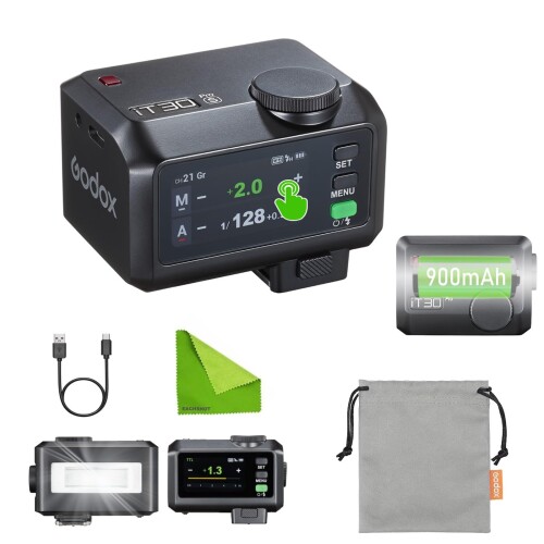 Godox iT30Pro S TTL対応 カメラストロボ｜タッチ液晶 高速シンク 2.4GHzワイヤレス 高速回電｜軽量設計(120g) USB-C充電｜コンパクト高性能｜フル発光560回｜S1/S2光制御｜ワンタッチ拡散板 for Sony